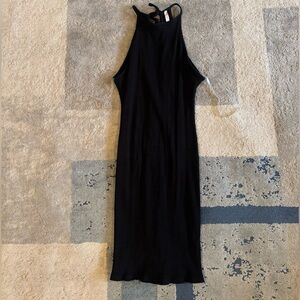Casual Black Halter Mini Dress - LG